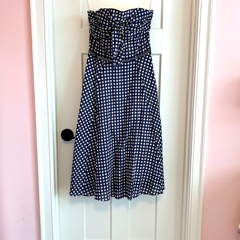 NWT Shoshanna 6P Navy and White Strapless Dress